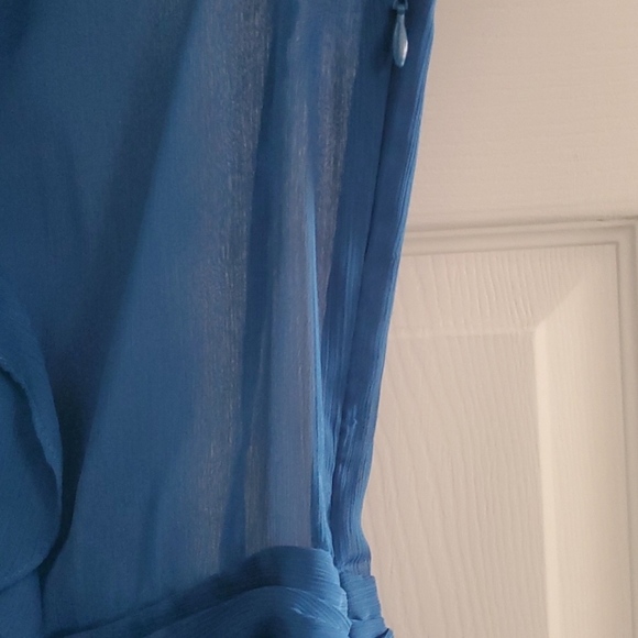 Express, Small, Ocean Blue Ruffle Blouse - Picture 2 of 4